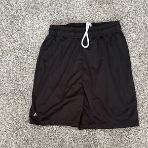 Men's Black Athletic Mesh Shorts with White Drawstring